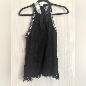 Black Lace High Neck Blouse